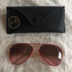 Gold and Red rimmed Ray-Ban sunglasses!!